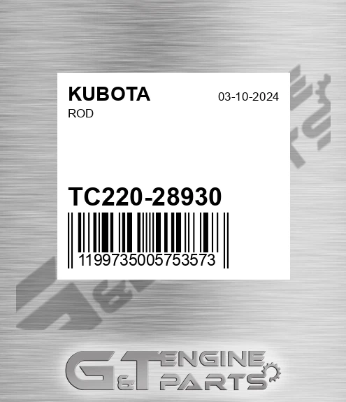 TC220-28930 Rod for KUBOTA