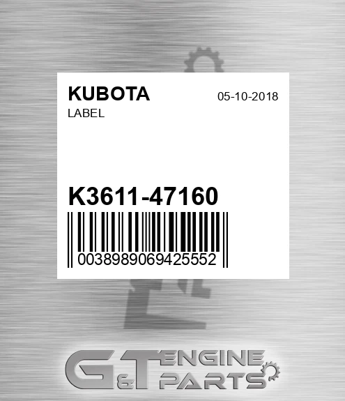 K3611-47160 Label for KUBOTA