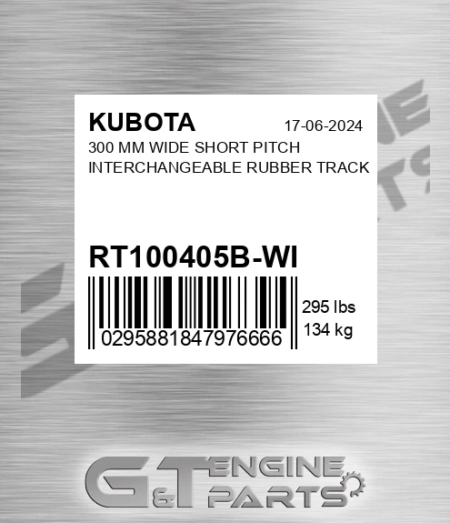 RT100405B-WI 300 Mm Wide Short Pitch Interchangeable Rubber Track for KUBOTA
