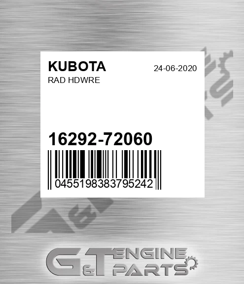 16292-72060 Rad Hdwre for KUBOTA