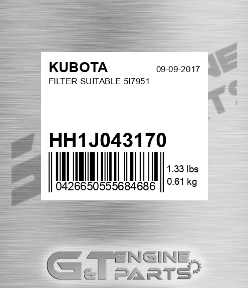 HH1J043170 Filter Suitable 5i7951 for KUBOTA