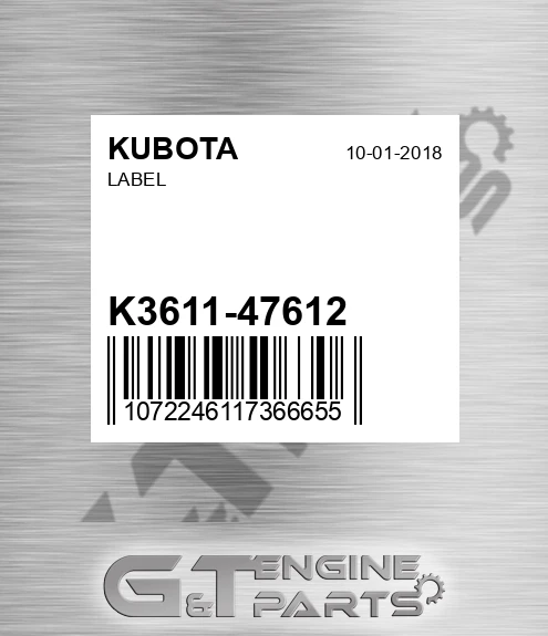 K3611-47612 Label for KUBOTA