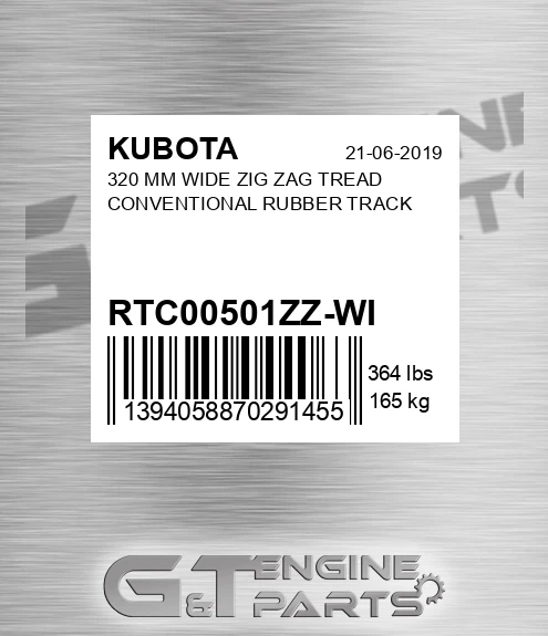 RTC00501ZZ-WI 320 Mm Wide Zig Zag Tread Conventional Rubber Track
