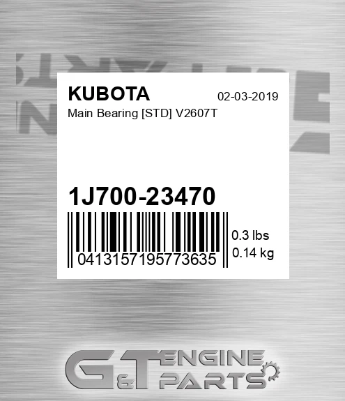 1J700-23470 Main Bearing [std] V2607t for KUBOTA