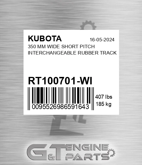 RT100701-WI 350 Mm Wide Short Pitch Interchangeable Rubber Track