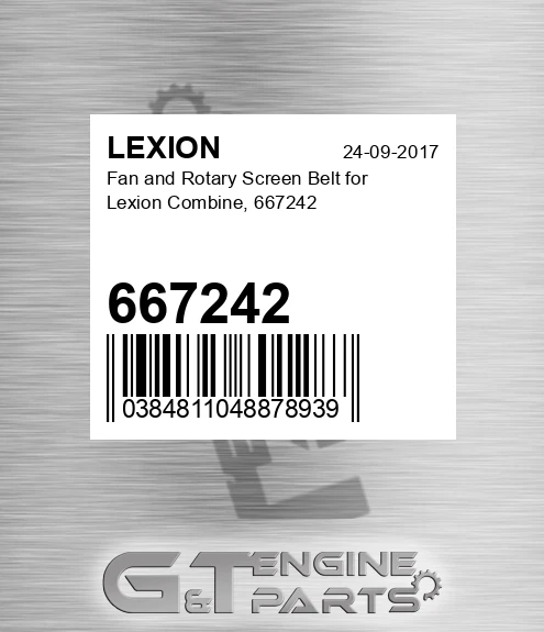 667242 LEXION Fan And Rotary Screen Belt For Lexion Combine,