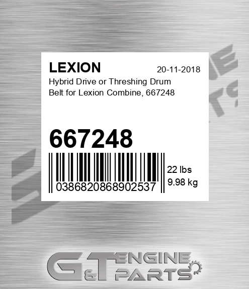 667248 LEXION Hybrid Drive Or Threshing Drum Belt For Lexion Combine,