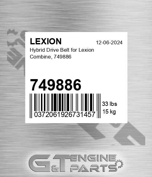 749886 Hybrid Drive Belt For Combine,