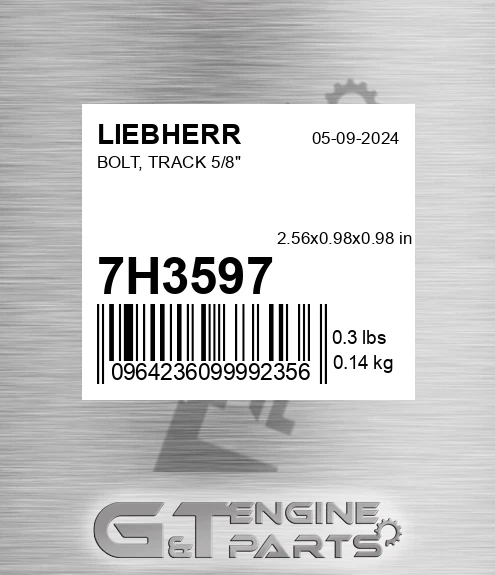 7H3597 LIEBHERR Bolt, Track 5/8"