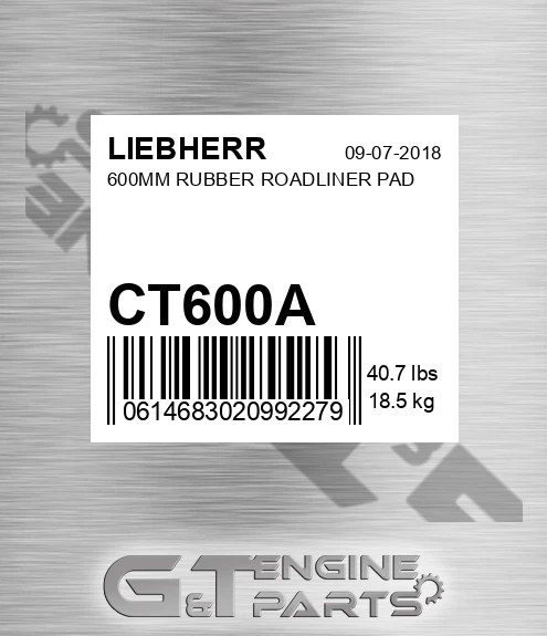 CT600A LIEBHERR 600mm Rubber Roadliner Pad
