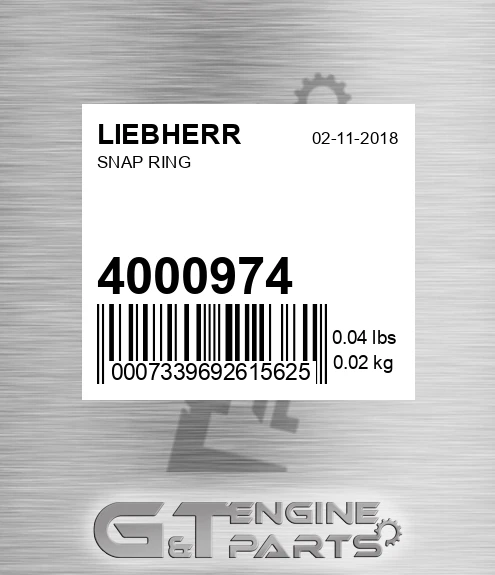 4000974 Snap Ring for LIEBHERR