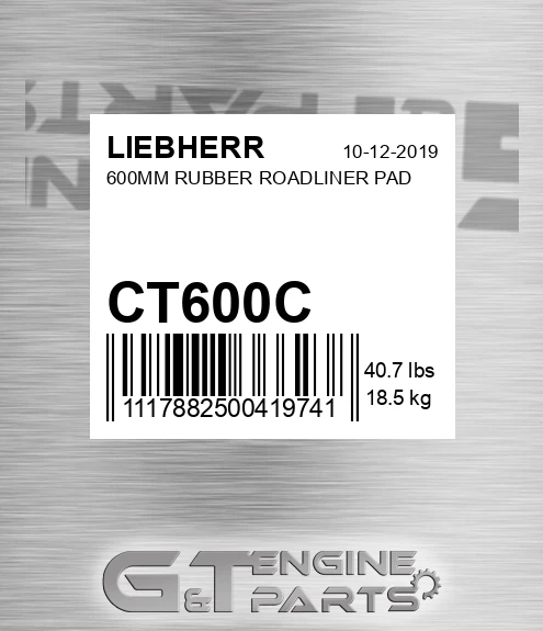 CT600C 600mm Rubber Roadliner Pad