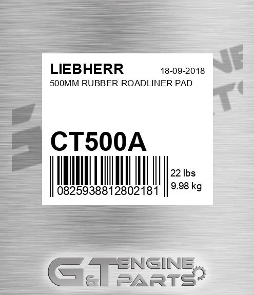 CT500A LIEBHERR 500mm Rubber Roadliner Pad