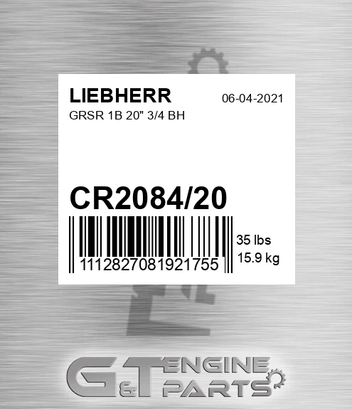 CR2084/20 Grsr 1b 20" 3/4 Bh