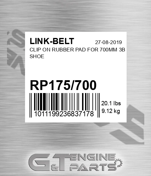 RP175/700 Clip On Rubber Pad For 700mm 3b Shoe