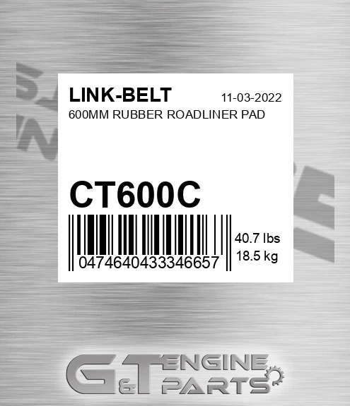 CT600C 600mm Rubber Roadliner Pad