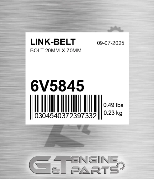 6V5845 Bolt 20mm X 70mm