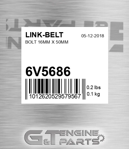 6V5686 Bolt 16mm X 50mm