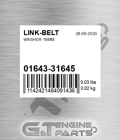 01643-31645 Washer 16mm
