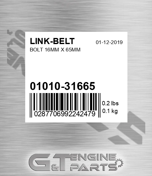 01010-31665 Bolt 16mm X 65mm