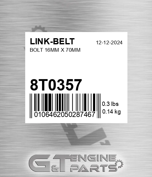 8T0357 Bolt 16mm X 70mm