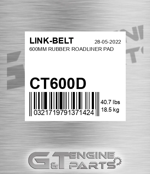 CT600D LINK-BELT 600mm Rubber Roadliner Pad