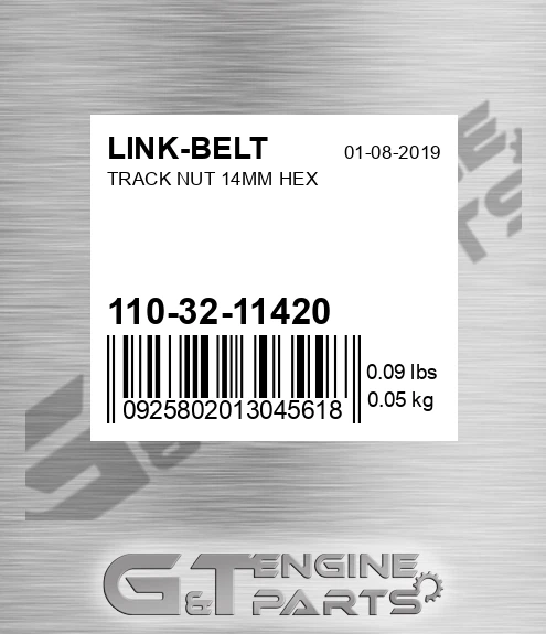 110-32-11420 Track Nut 14mm Hex