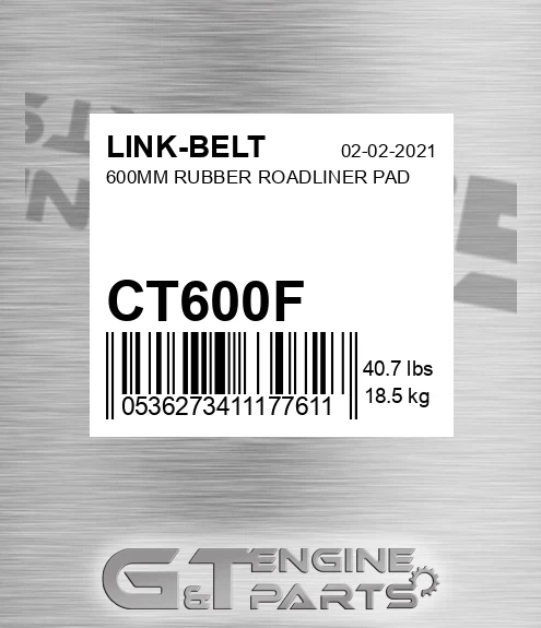 CT600F 600mm Rubber Roadliner Pad