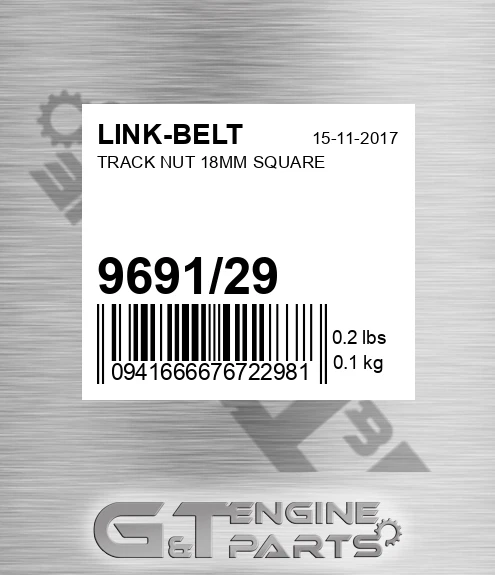 9691/29 Track Nut 18mm Square