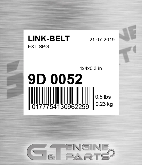 9D 0052 Ext Spg for LINK-BELT
