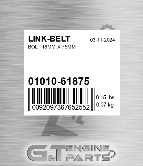 01010-61875 Bolt 18mm X 75mm