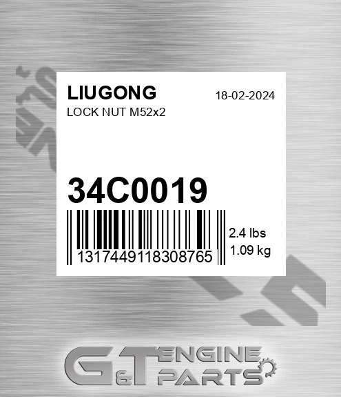 34C0019 Lock Nut M52x2 for LIUGONG