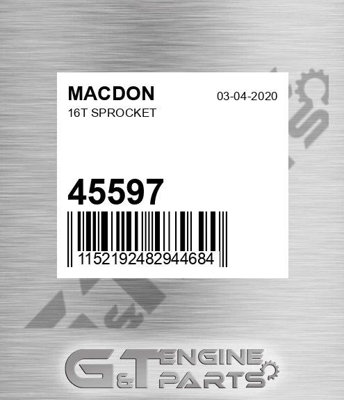 45597 MACDON 16t Sprocket