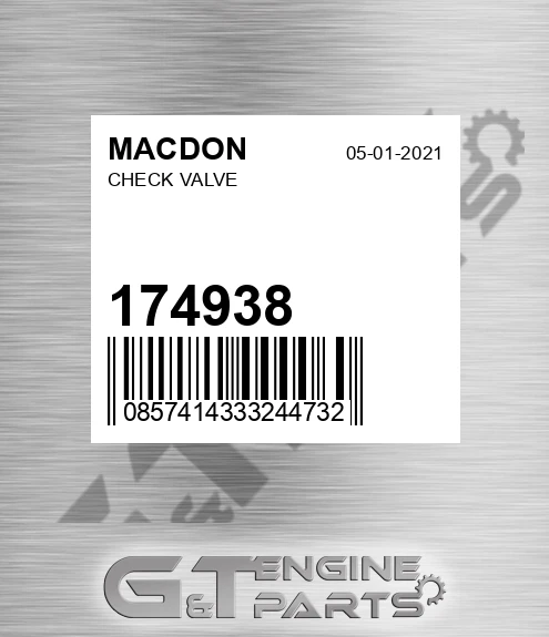 174938 MACDON Check Valve