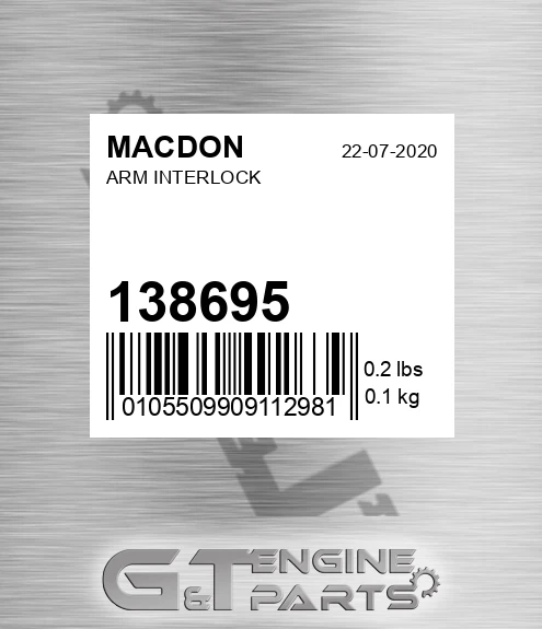 138695 MACDON Arm Interlock