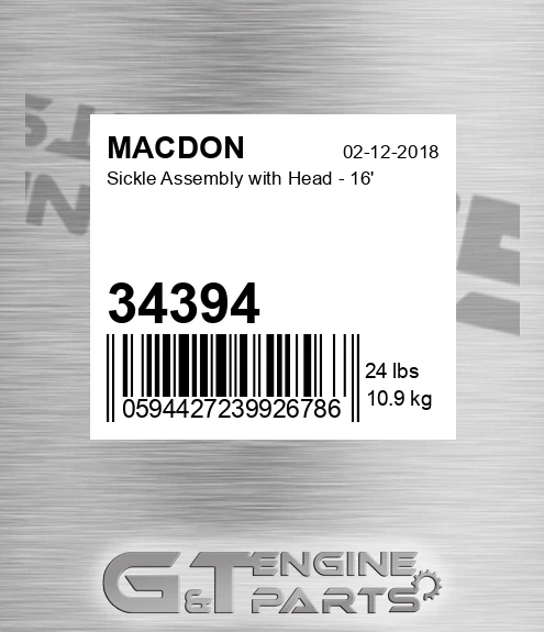 34394 MACDON Sickle Assembly With Head - 16'