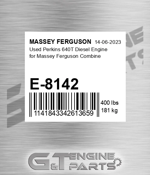 E-8142 Used Perkins 640t Diesel Engine For Combine for MASSEY FERGUSON
