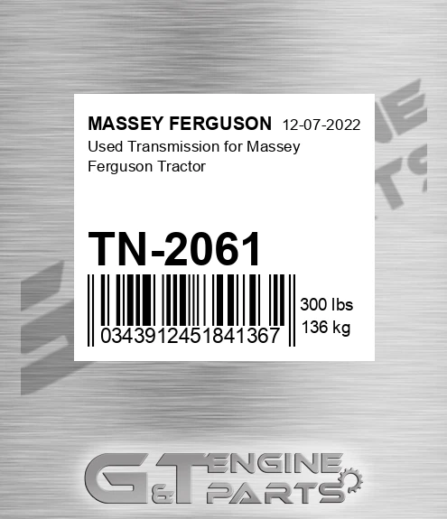TN-2061 Used Transmission For Tractor for MASSEY FERGUSON