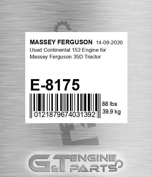 E-8175 Used Continental 152 Engine For 35d Tractor for MASSEY FERGUSON