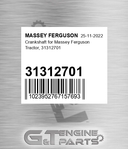 31312701 Crankshaft For Tractor, for MASSEY FERGUSON