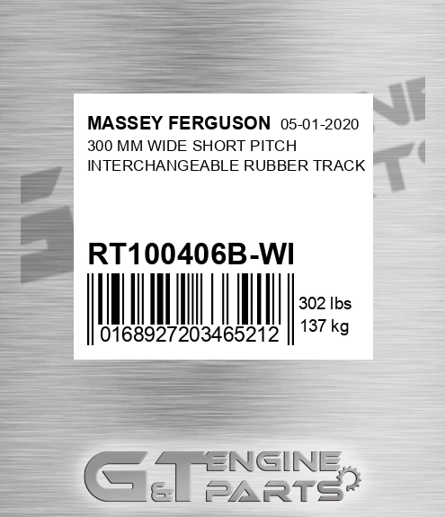 RT100406B-WI 300 Mm Wide Short Pitch Interchangeable Rubber Track