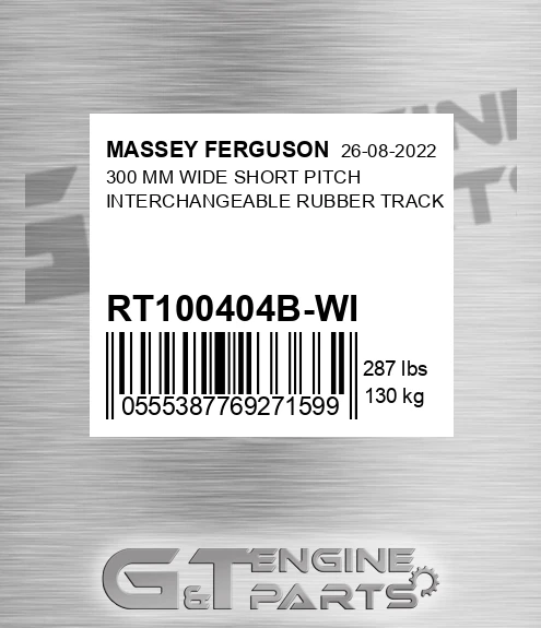 RT100404B-WI 300 Mm Wide Short Pitch Interchangeable Rubber Track