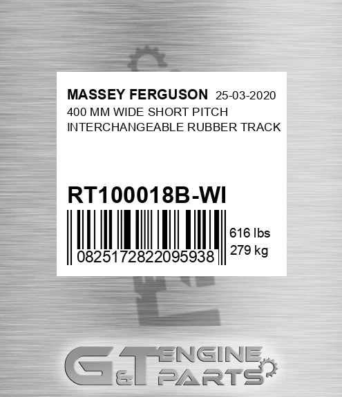 RT100018B-WI 400 Mm Wide Short Pitch Interchangeable Rubber Track