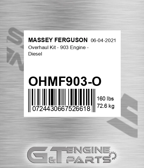 OHMF903-O Overhaul Kit - 903 Engine - Diesel for MASSEY FERGUSON