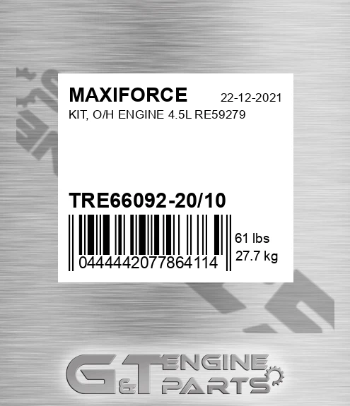 TRE66092-20/10 Kit, O/h Engine 4.5l Re59279 for MAXIFORCE