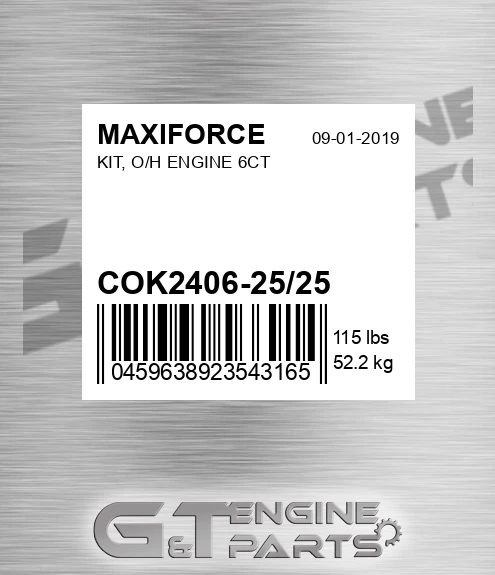 COK2406-25/25 Kit, O/h Engine 6ct for MAXIFORCE