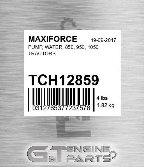 TCH12859 Pump, Water, 850, 950, 1050 Tractors for MAXIFORCE