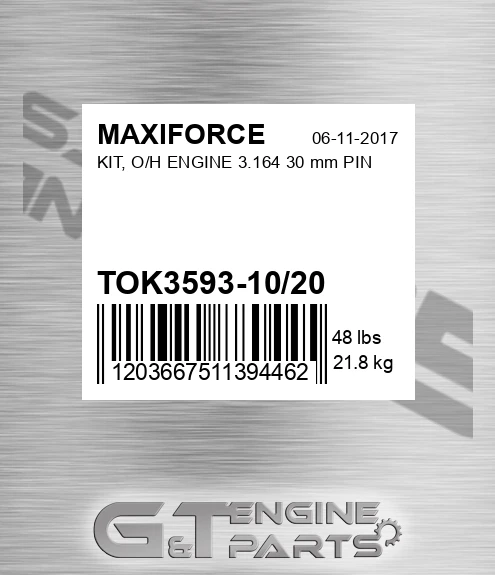 TOK3593-10/20 Kit, O/h Engine 3.164 30 Mm Pin for MAXIFORCE