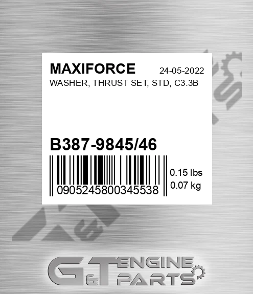 B387-9845/46 Washer, Thrust Set, Std, C3.3b for MAXIFORCE