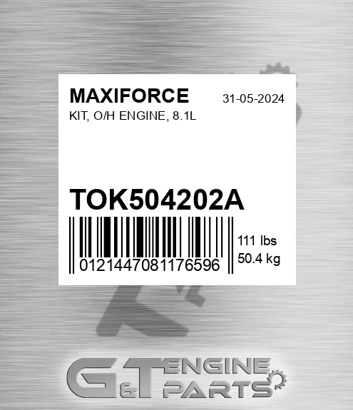 TOK504202A Kit, O/h Engine, 8.1l for MAXIFORCE